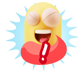 3d Rendering Smile Character Emoticon Expression saying ! with C