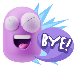 3d Illustration Laughing Character Emoji Expression saying Bye w