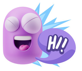 3d Illustration Laughing Character Emoji Expression saying Hi wi