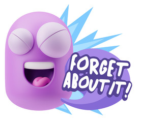 3d Rendering Smile Character Emoticon Expression saying Forget A