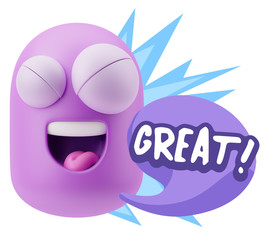 3d Illustration Laughing Character Emoji Expression saying Great