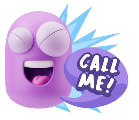 3d Illustration Laughing Character Emoji Expression saying Call