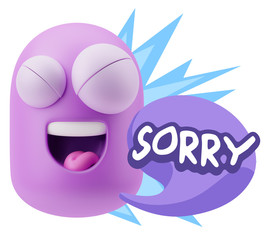 3d Illustration Laughing Character Emoji Expression saying Sorry