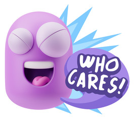 3d Illustration Laughing Character Emoji Expression saying Who C