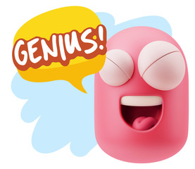 3d Illustration Laughing Character Emoji Expression saying Geniu