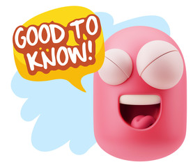 3d Illustration Laughing Character Emoji Expression saying Good