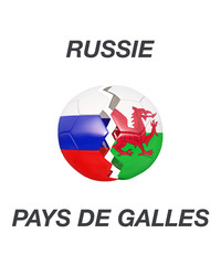 Russia / Wales soccer game 3d illustration