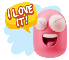 Obraz premium 3d Rendering Smile Character Emoticon Expression saying I Love I