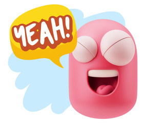 3d Illustration Laughing Character Emoji Expression saying Yeah