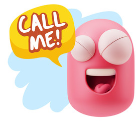 3d Illustration Laughing Character Emoji Expression saying Call