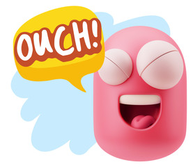 3d Illustration Laughing Character Emoji Expression saying Ouch