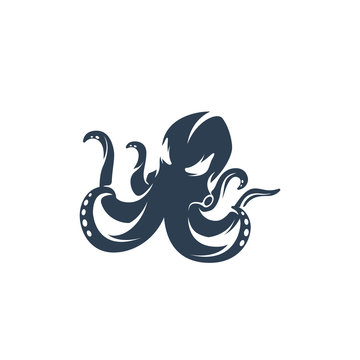 Octopus logo on white background - stock vector