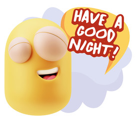 3d Illustration Laughing Character Emoji Expression saying Have