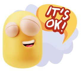 3d Illustration Laughing Character Emoji Expression saying It's