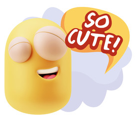 3d Illustration Laughing Character Emoji Expression saying So Cu