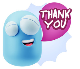 3d Illustration Laughing Character Emoji Expression saying Thank