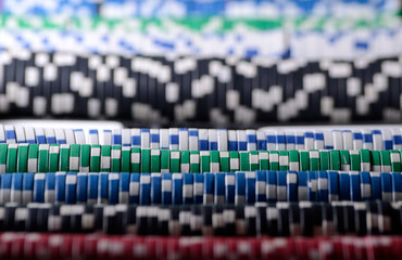 Obraz premium Casino chips in a silver case. Poker concept background