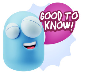 3d Illustration Laughing Character Emoji Expression saying Good