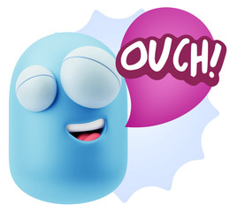 3d Illustration Laughing Character Emoji Expression saying Ouch