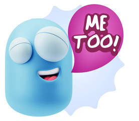 3d Illustration Laughing Character Emoji Expression saying Me To