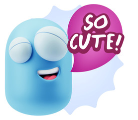 3d Illustration Laughing Character Emoji Expression saying So Cu