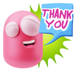 3d Illustration Laughing Character Emoji Expression saying Thank
