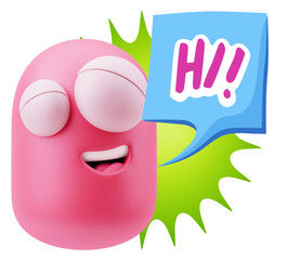 3d Illustration Laughing Character Emoji Expression saying Hi wi