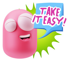 3d Illustration Laughing Character Emoji Expression saying Take