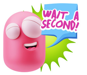 3d Illustration Laughing Character Emoji Expression saying Wait