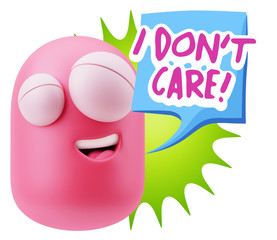 3d Illustration Laughing Character Emoji Expression saying I Don