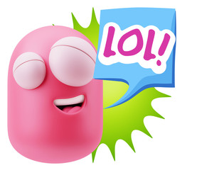 3d Illustration Laughing Character Emoji Expression saying Lol w