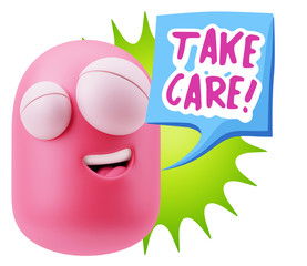 3d Illustration Laughing Character Emoji Expression saying Take