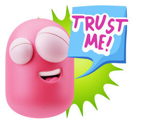 3d Illustration Laughing Character Emoji Expression saying Trust
