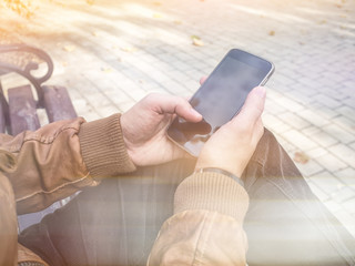 Mobile smartphone in man's hands mockup