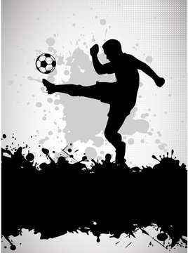 Football player, kick a ball,  composition grunge style