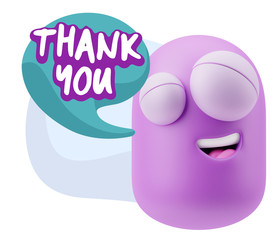 3d Illustration Laughing Character Emoji Expression saying Thank