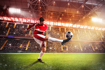 Football player at the stadium