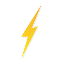 Yellow lightning icon flat