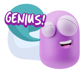 3d Illustration Laughing Character Emoji Expression saying Geniu