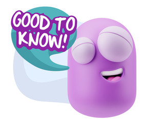 3d Illustration Laughing Character Emoji Expression saying Good