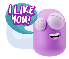 3d Illustration Laughing Character Emoji Expression saying I Lik