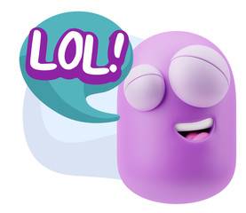 3d Illustration Laughing Character Emoji Expression saying Lol w