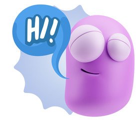 3d Illustration Laughing Character Emoji Expression saying Hi wi