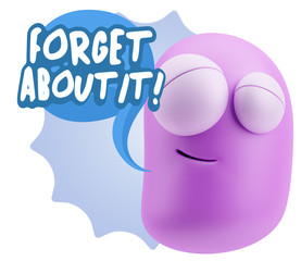 3d Rendering Smile Character Emoticon Expression saying Forget A
