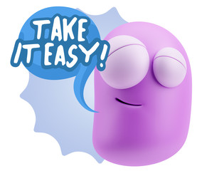 3d Illustration Laughing Character Emoji Expression saying Take