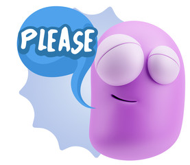 3d Illustration Laughing Character Emoji Expression saying Pleas