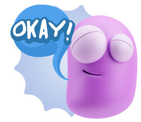 3d Illustration Laughing Character Emoji Expression saying Okay