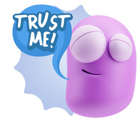 3d Illustration Laughing Character Emoji Expression saying Trust