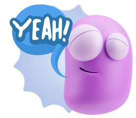 3d Illustration Laughing Character Emoji Expression saying Yeah