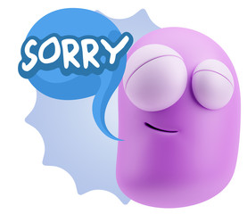 3d Illustration Laughing Character Emoji Expression saying Sorry